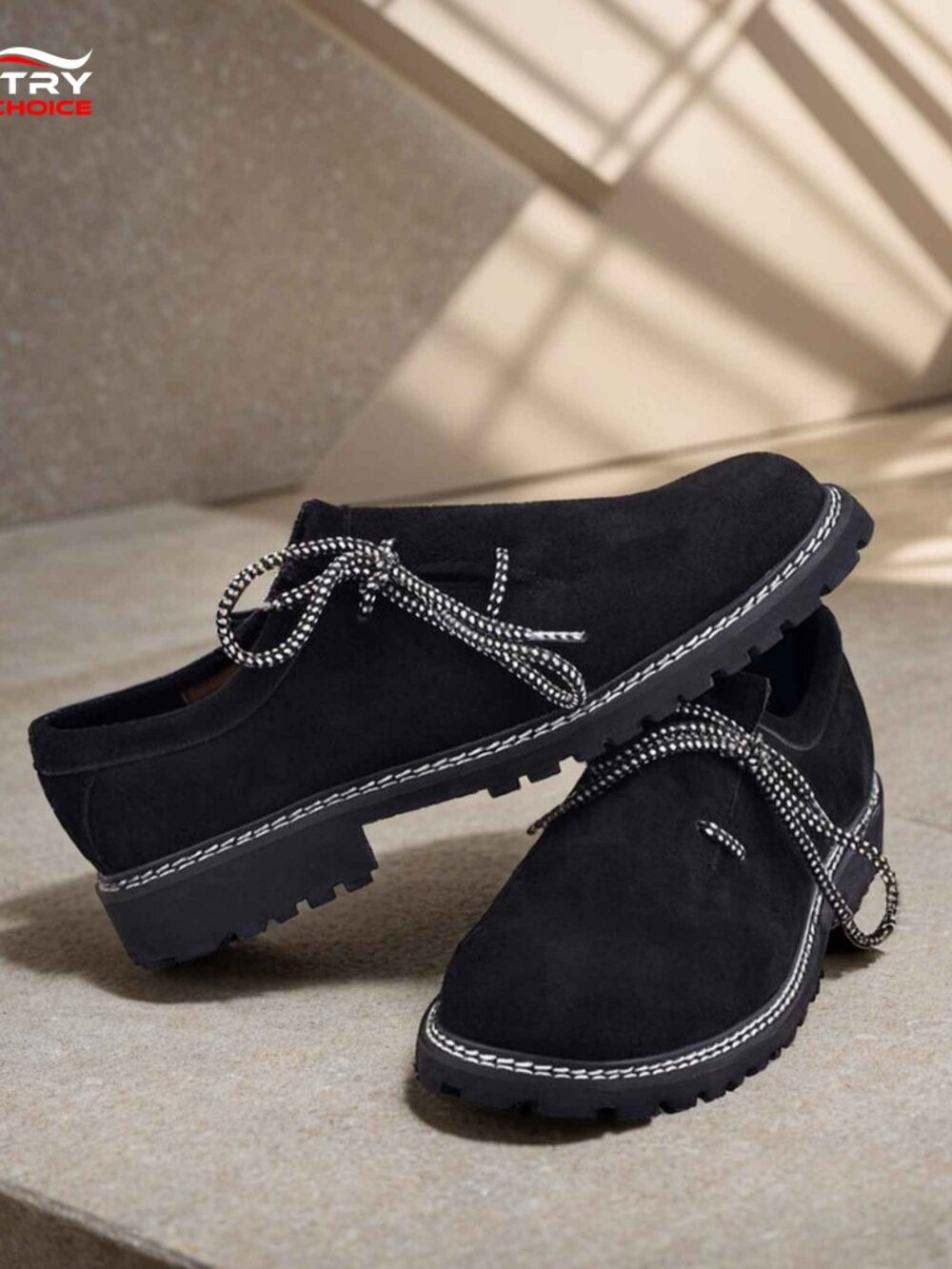 Men’s Authentic German Leather Shoes Black Lederhosen Footwear Size 43